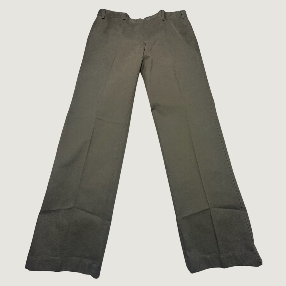 NEW Orvis Mens Trim Fit Olive Green Cotton Twill Chino Pants 38x34 Flat Front